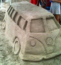 Classic Volkswagen Van made from sand on Kauai