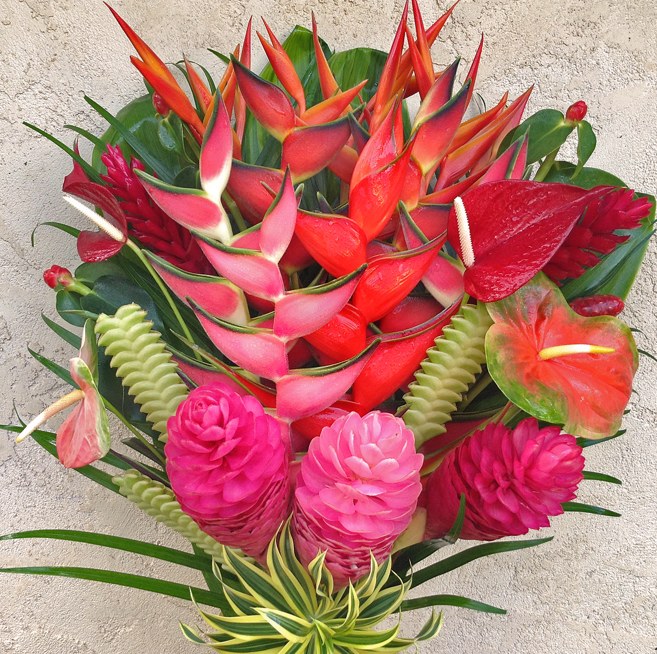 A 45 piece arrangement with 30 flowers and 15 foliage.